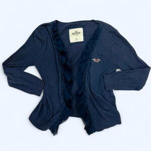 Hollister Navy Ruffled Cardigan